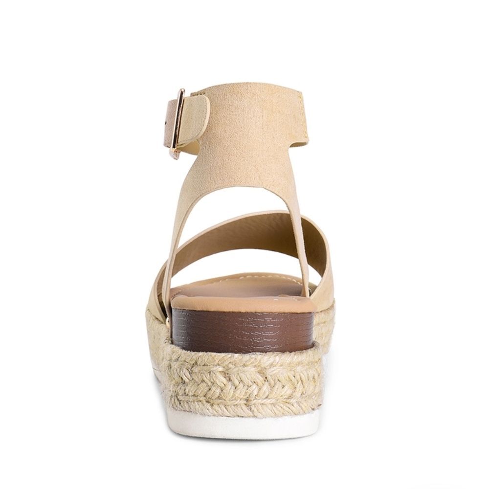 Dream Pairs Nude Suede Ankle Strap Platform Espadrille Sandals Size 7 EUC - Picture 11 of 13